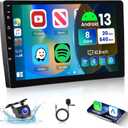 [8 CORE 2G+64G] Android 13 Double Din Car Radio Wireless Carpla Android Auto, 10.1" IPS HD Touchscreen Car Stereo with Bluetooth GPS WiFi FM/RDS 32EQ Mirror Link DSP SWC Backup Camera
