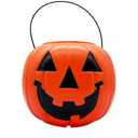 Halloween Pumpkin Jack O' Lantern Candy Bucket (Orange) 8" | Trick or Treat bucket