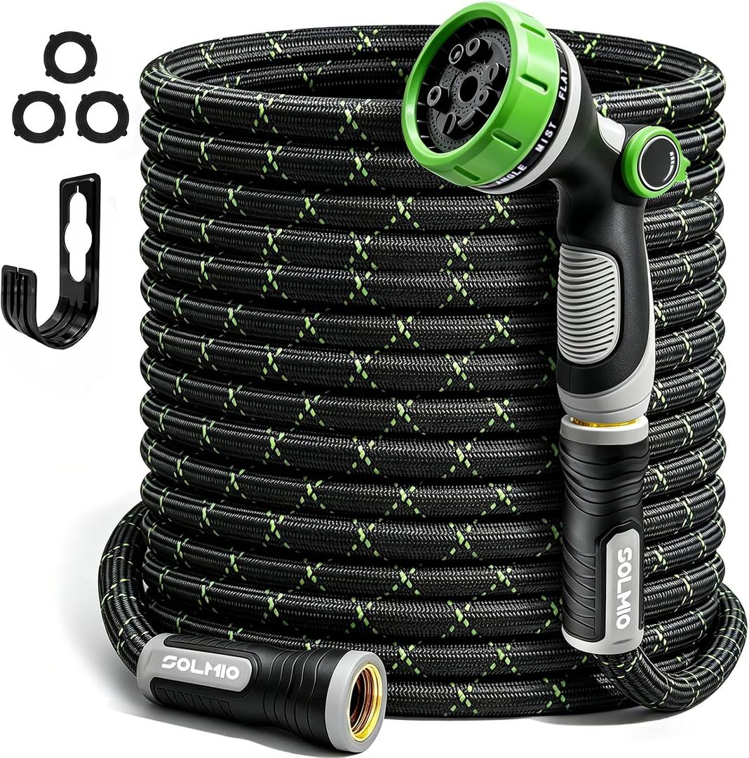 Garden Hose 75FT, Flexible Lightweight Non-Expandable Water Hose with 10 Function Nozzle, Leak-Proof, Burst-Resistant, High-Pressure for Yard, Outdoor