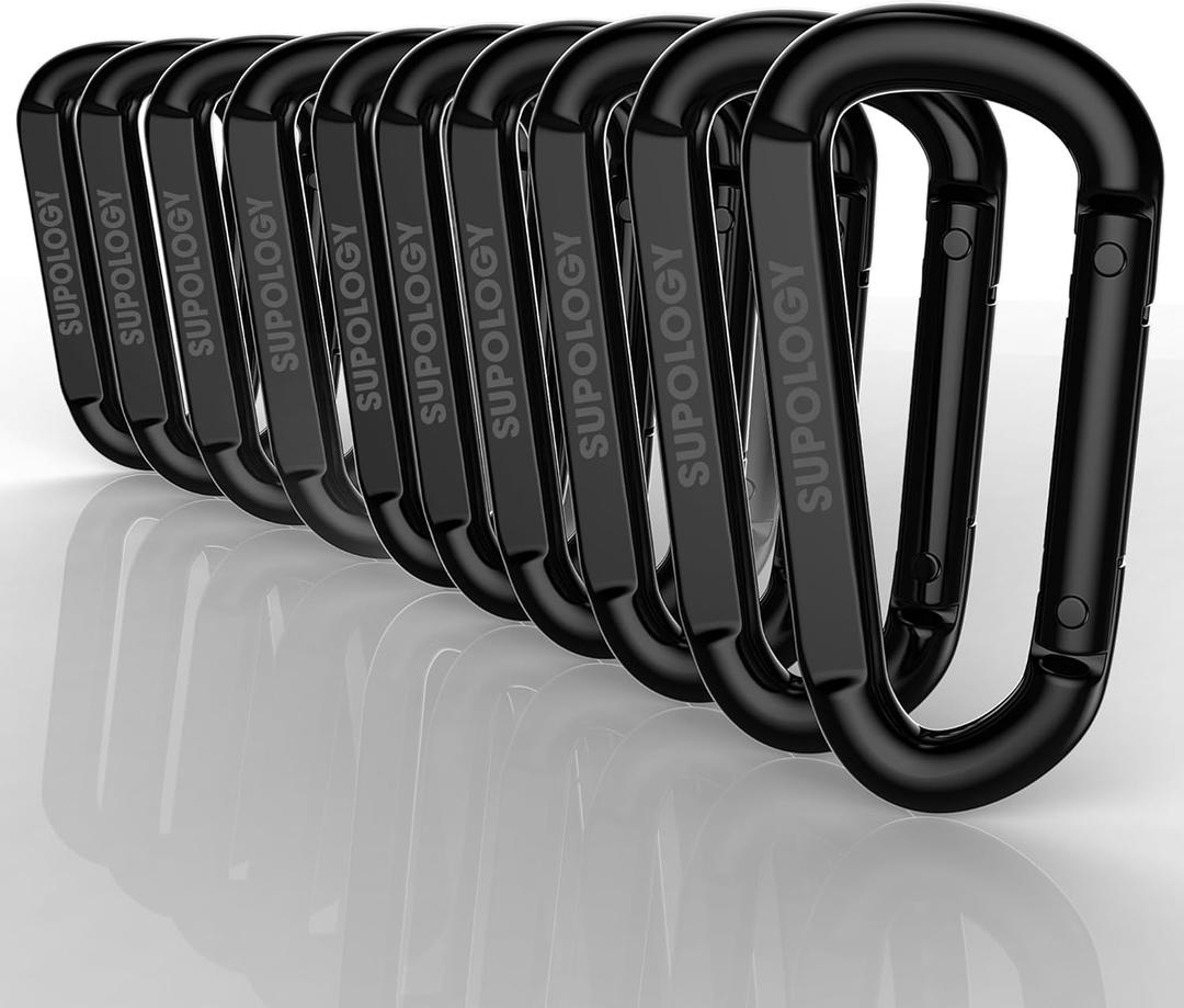 Heavy Duty Carabiner Clip, Steel Carabiners 1100lbs 3" D Shaped Spring Hook Small Clips for Hammocks, Hiking, Keychains, Outdoors and Gym, Dog Leash and Key Ring (10PCS 3'' Clips)