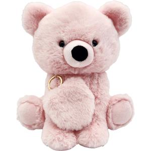 Holiday Home 10-Inch Plush Bear with Keychain - Light Pink