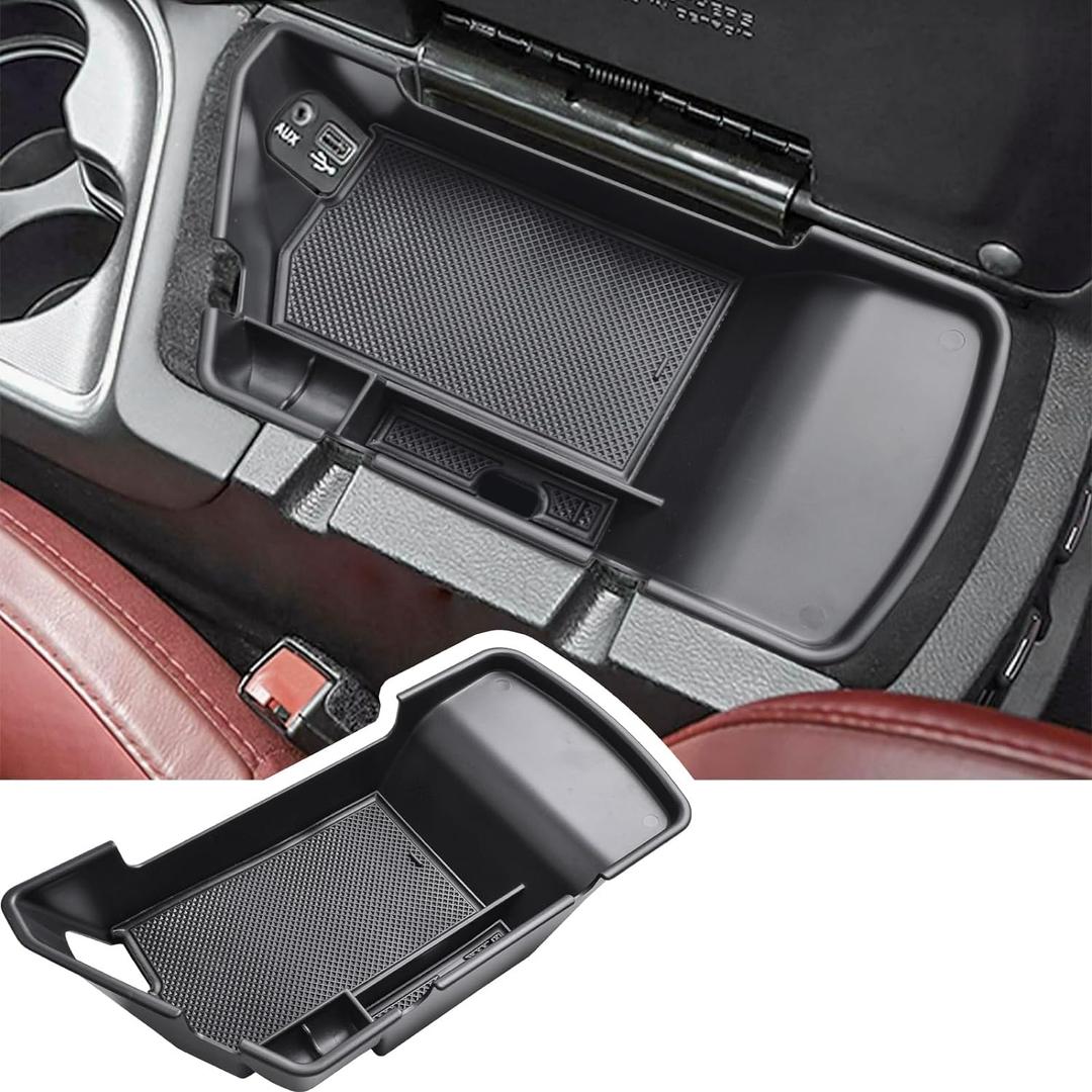 EDBETOS Center Console Organizer Compatible with Dodge Challenger Accessories 2015 2016 2017 2018 2019 2020 2021 2022 2023 Insert Tray Secondary Storage Armrest Box ABS Plastic Material