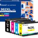 Perfetonair 962XL Ink Cartridges Replacement for HP 962XL Ink Cartridges Combo Pack for HP officejet pro 9015e 9010 9015 9018e 9020 9025e 9025 Series Printer（Black, Cyan, Magenta, Yellow）