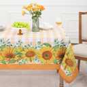 Romanstile Summer Tablecloth Rectangle, Sunflower Buffalo Plaid Decorative Table Cloths Stain Resistant Fabric Table Cover for Dinner/Party/Picnic/Indoor/Outdoor (Orange, 52 x 70 Inch)