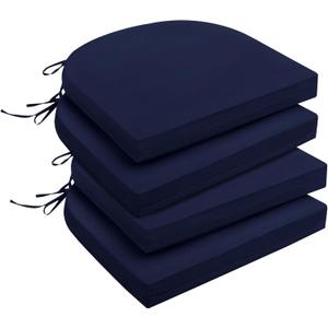 downluxe Outdoor Chair Cushions Set of 4 for Patio Furniture, Water-Resistant Patio Chair Cushions with Ties, High Density Foam Outdoor Seat Cushion, 17" X 16" X 2", Navy