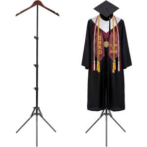 Bucherry Graduation Gown Display Stand Adjustable Garment Hanger for T Shirt 32-63 Inch Portable Hanging Metal Clothes Stand for Graduation Cap Clothing Jacket Coat Shirt Display