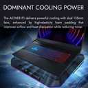 GAMDIAS Black Laptop Cooling Pad for Gaming Laptops up to 19”, Dual 135mm Fans, RGB Lighting, 7 Adjustable Heights, USB-A & USB-C Ports, Phone Stand, Aether P1