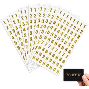 Aixoom 7 Sheets Gold Number Stickers Small Gold Glitter Number Sticker Self Adhesive for Graduation Cap Decoration Gift Scrapbooks Greeting Cards Arts Craft