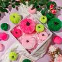 2 x 16 Pcs Christmas Velvet Pumpkins Decor Pink and Green Harvest Christmas Artificial Rustic Pumpkins Decoration Fabric Foam Fake for Holiday Gifts Farmhouse Xams Table Centerpiece