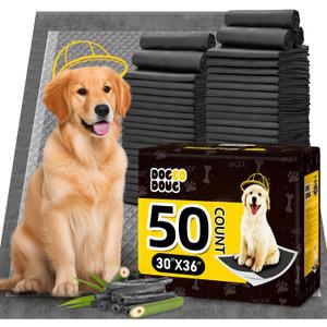 Dog Pee Pads for Dogs XXL 30"x36" Charcoal Puppy Pads 50 Counts Extra Large Disposable Activated Carbon Super Absorbent Full Edge-Wrapping Odor-Control Training Pads with Adhesive Tabs