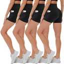 CAMPSNAIL 4 Pack Biker Shorts Women with Pockets – 5"/8" High Waist Tummy Control Workout Gym Yoga Running Compression Shorts S/M