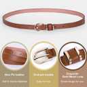 2 x JASGOOD Women's Skinny PU Leather Belt Solid Color Fashion Thin Waist Belt with Gold Buckle for Jeans Pants 1/2 Width