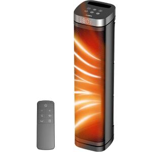 X-Large 1500W Electric Space Heaters for Indoor Use, 24 inches | Thermostat, 70° Oscillation, ECO Modes, Remote, 12H Timer, Fast Heating, Quiet PTC Heater for Office, Bedroom, Large Room