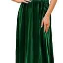 Simplee Women's Short Sleeve Velvet Maxi Dress V Neck Empire Waist Long Formal Wedding Guest Dresses (Green, S)