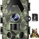 Laoziniu Trail Camera, 5K 60MP Game Camera with No Glow Night Vision, 150°Wide-Angle, 0.05s Trigger Speed Motion Activated IP66 Waterproof for Wildlife Scouting, Home Security, Green
