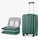Hanke 24 Inch Checked Luggage Front Opening Rolling Suitcase Aluminum Frame PC hard sided luggage with spinner wheels for Travel Woman Men.(Dark Green)