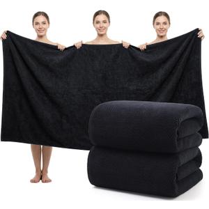 REDKISS Pack of 2 Jumbo Bath Sheets, 40 x 80 Inches Microfiber Bath Towels for Bathroom, Extra Large & Lightweight, Quick-Dry, Super Soft & Highly Absorbent, Perfect to Wrap Yourself in, Black