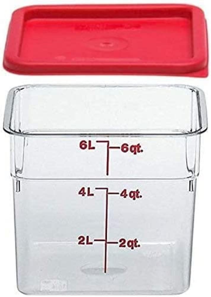 Cambro 6SFSCW135 Camsquare Food Container, 6-Quart, Polycarbonate, Clear, NSF with Lid