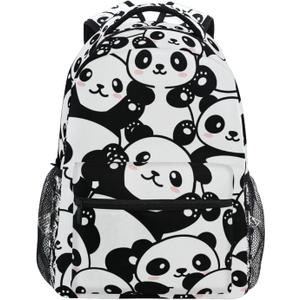 ALAZA Panda Backpack for Girls Elementary School Bag Kids Bookbag Personalized Travel Daypack 3rd 4th 5th Grade Rucksack Laptop Back Pack (B04)