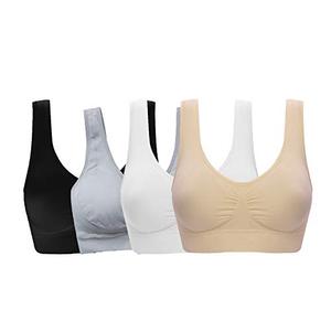 Women's Comfort Workout Sports Bra Low-Impact Activity Sleep Bras Pack of 4 XXL