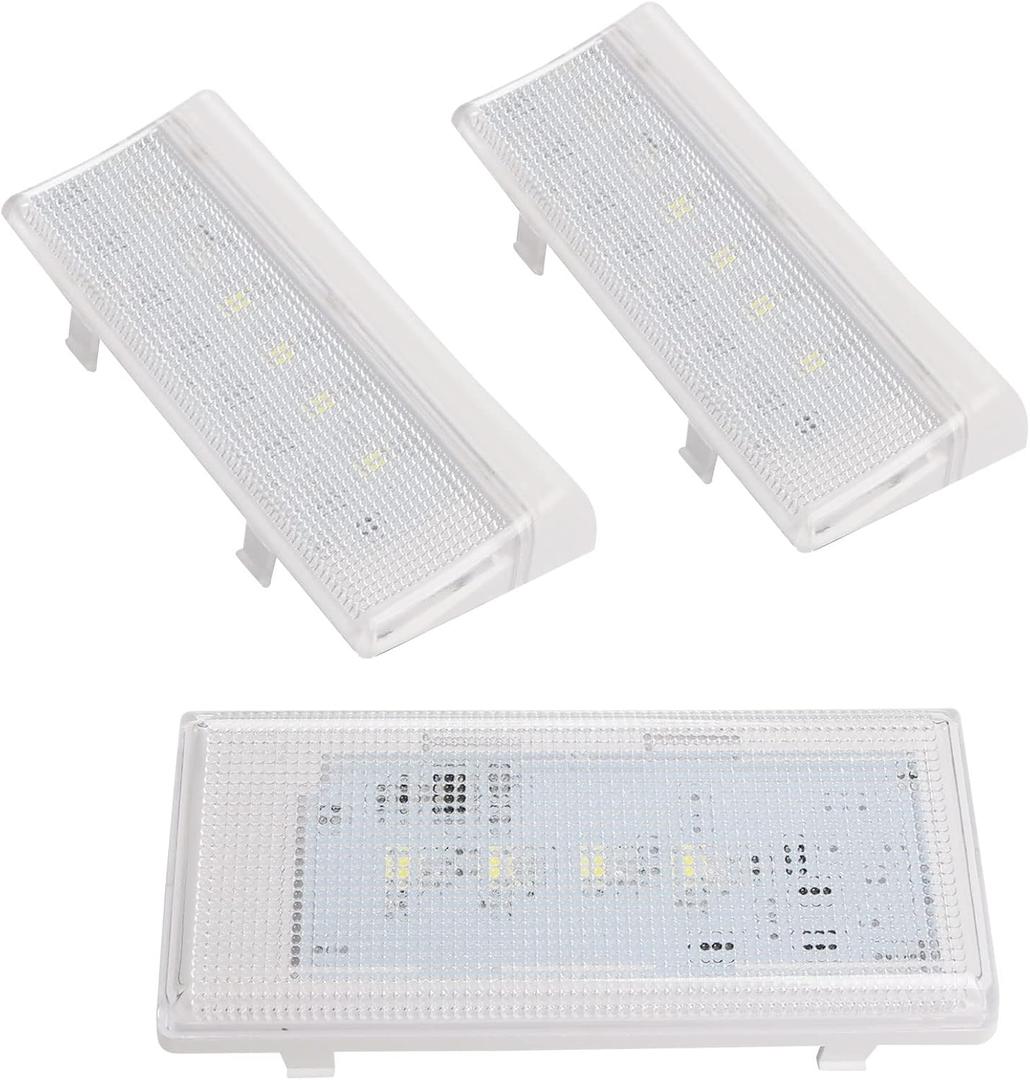 2 Pcs W10515057 & 1 Pcs W10515058 Refrigerator LED Light Set with Plastic Cover, Includes Fridge Main & Aux Lights, 3 Pcs LED Light Set Compatible with Whirlpool Kenmore Maytag Kitchen-aid