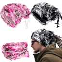 Cozypower 2 Pcs Unisex Distressed Dreadlock Beanie Hat Rasta Cap Winter Open Turban Dread Hair Wraps for Men Women(Black/White and Pink,Classic)