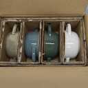 MONITO Ceramic Salad Bowl with Handles, 16 oz French Onion Soup Bowls, Ceramic Soup Bowls for Cereal, Pasta, Chilli, Beef Stew, Stackable Serving Bowl Set of 4 (16 OZ)