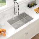 Sarlai 26 Inch Undermount Kitchen Sink- 26x18 Inch Undermount Stainless Steel16 Gauge Single Bowl Under Counter Kitchen Sink Round Corner Basin, 26"x18"x10"