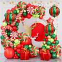 9PCS Christmas Balloon Decorations Set, Round Candy Lollipop Foil Balloon, Hanging Balls Balloons for Xmas Party, Holiday Home & Event Decoration