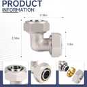 2PCS 3/4 Elbow Air Piping Fittings, Air Line Fittings For Shop Garage Compressed Air line System Kit Brass-Nickel Plated, 200PSI