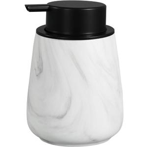 12Oz Ceramic Liquid Soap Dispenser - Modern Lotion Hand Soap Dispenser with Easy-to-Press Black Pump, Reusable and Refillable Dish Soap Dispensers for Bathroom & Kitchen, Marble White