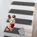 BEQHAUSE Stair Treads Non Slip Stair Runners Step Carpet Mat for Wooden Steps Indoor Machine Washable 28inX9in Edging Polyester Soft Stair Rugs for Kids Elders Pets with TPE Backing(Black,15pcs)