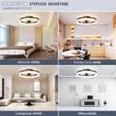 VOLISUN Low Profile Ceiling Fans with Lights and Remote, 19.7in Fandelier Ceiling Fan Flush Mount, 3000K-6500K Smart Bladeless LED Fan Light, Brown Modern Ceiling Fans with Lights for Bedroom
