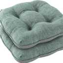 Chair Cushions for Dining Chairs Set of 2, Kitchen Chair Cushions, Chair Pads with Ties Non Slip Backing, Christmas Room Decor, Tufted Memory Foam Seat Cushion 2 Pack, 15.5x15.5x4, Sage Green