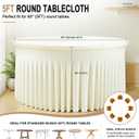 GALLETY 4 Pack Ivory Round Tablecloth for 5FT Round Tables, 120 inch Fitted Spandex Table Cloth with Skirt, Wrinkle Free & Stain Resistant Stretchy Table Cover for Birthday, Anniversary & Picnic