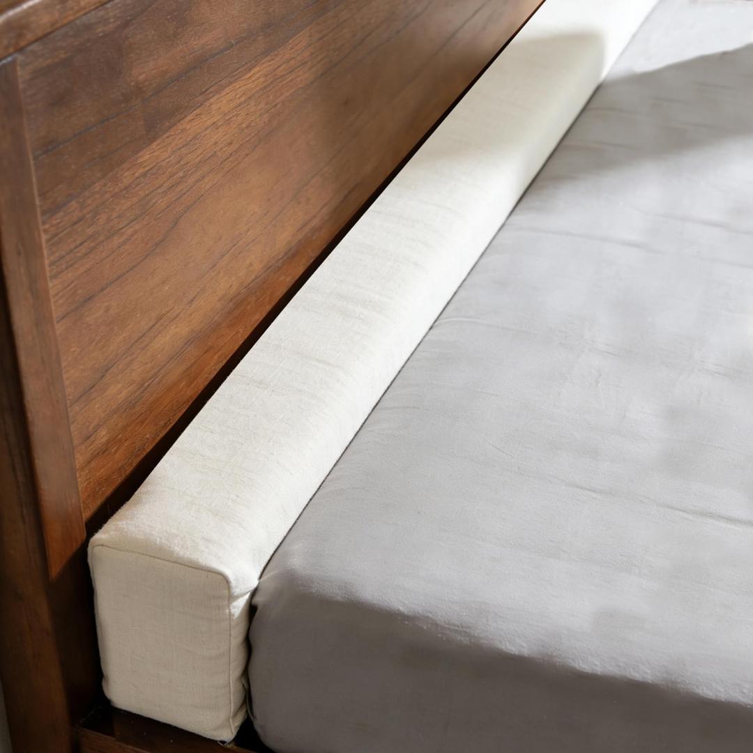 79x6x12 Inch Headboard Gap Filler with Foam Space Filler Between Bed and Wall Bolster Pillow Bed Gap Filler, Beige