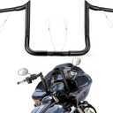 MoKitDora Street Electra Glide Ape Hanger 10" Rise 1-1/4" Fat 1" Clamp Monkey Bagger Meathook Bars for 1986-2023 Harley FLHT & FLHX Ultra Limited Tri-Glide, Black