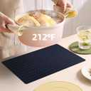 Vinyl Placemats Set of 6-1217.7 Inch Waterproof & Heattable Placemats, Fall Faux Leather Wipeable Outdoor Table Mat for Dining, Kitchen, Indoor Outdoor Use (Dark Blue, Diamond Pattern)