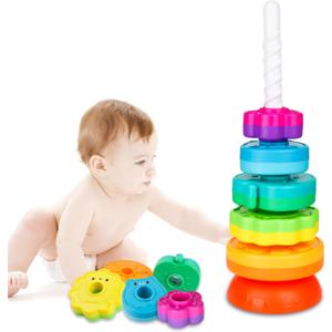 LBAIBB Spin Stack Toys,Baby Spinning Toy ABS Plastic and Color Rainbow Design,Focus on Children Educational and Interactive Learning's Stack Toys, Suitable for Gifts for Boys and Girls