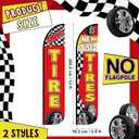 HunnmingRe 2 Pack 12 Feet Tire Sale King Flags New and Use Tires Shop Feather Flags for Businesses Highly Visible Weatherproof Polyester Banner Sale Advertising Sign No Flagpole Include(Fashionable)