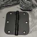 Estmoon 30 Pack Matte Black Door Hinges, 3.5 x 3.5 Inch, 5/8" Radius Rounded Interior Hinges, 6 Holes, Modern/Industrial Style, Iron Material