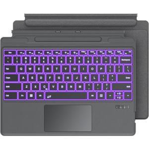 OMOTON Keyboard for Surface Pro 11/10/9/8/X, [13 inch], Bluetooth Type Cover for Surface Pro, 7-Color Backlit, Ultra-Slim Wireless Keyboard with Touchpad & Pencil Holder, Built-in Rechargeable Battery