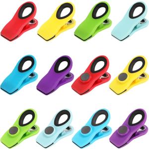 12 Pack Chip Clips, Magnetic Bag Clips with Airtight Seal for Chips, Bread, Snacks, Fridge Organizer Kitchen Storage Clips Multicolor