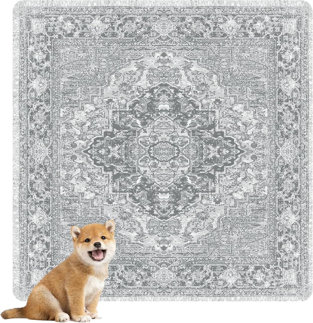 nunubaby Washable Pee Pads for Dogs, Stylish, Non-Slip and Leak-Proof Pee Pads. Reusable Potty Pads for Dogs for Crates and Floors.(Gray/Geo, 36" x36" ) (36x36 Inch (Pack of 2))