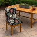 Arden Outdoor Plush Modern Tufted Blowfill Dining Chair Cushion, 21 x 40, Water Repellent, Fade Resistant, Tufted Cushion for Dining and Bistro Chairs, Simone Black Tropical