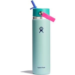 Hydro Flask Water Bottle - Insulated Stainless Steel - Wide Mouth Flex Straw Lid, Non Spill, Leakproof and Refillable in 24 Oz Polar Plunge