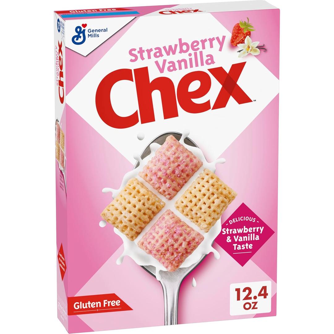 Strawberry Vanilla Chex Cereal, Gluten Free Breakfast Cereal, Made with Whole Grain, 12.4 oz, Best By: 27 FEB 2026
