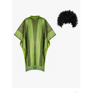 Unisex Bruno Costume Halloween Green Robe Cloak with Wig Outfit Cosplay Dress up for Men Women, L