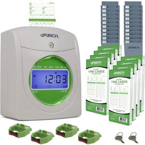 uPunch HN3540 Complete Small Business Start-Up Kit: AutoAlign Time Clock System with 400 Time Cards, 4 Ribbons, and 2 Racks