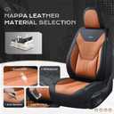 Coverado Car Seat Covers Full Set, Front Seat Covers with Lumbar Support and Back Seat Cover Waterproof Leather Automotive Seat Cover, Universal Car Interior Protectors Cushion for Most Cars